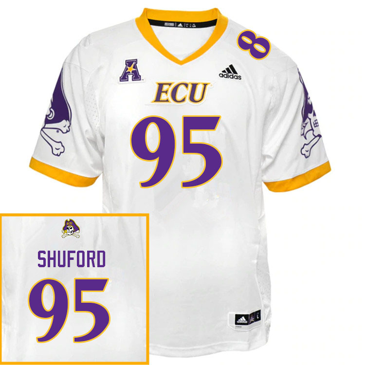 Men #95 Jason Shuford ECU Pirates College Football Jerseys Sale-White